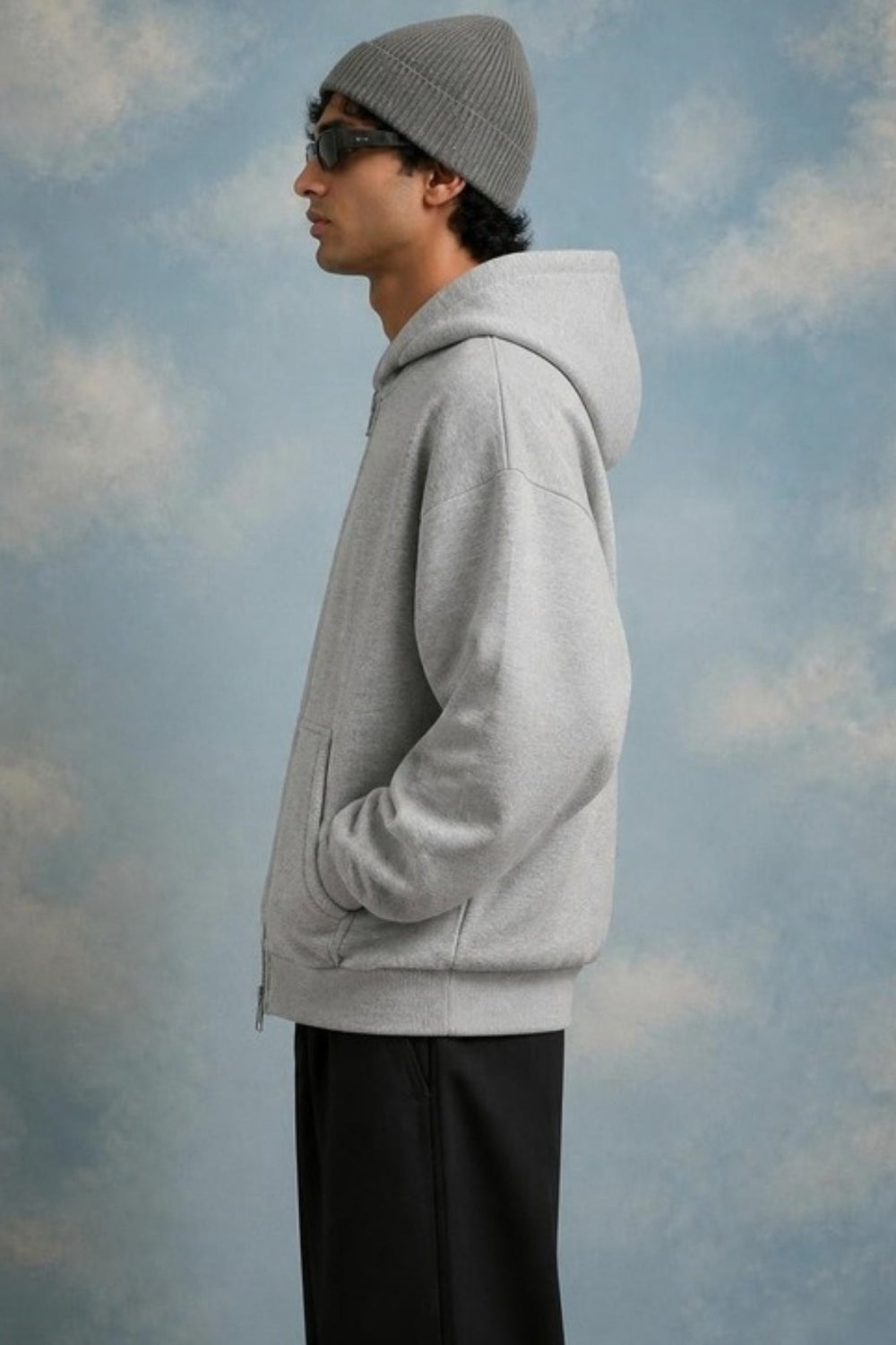 Grey Double Zip Hoodie