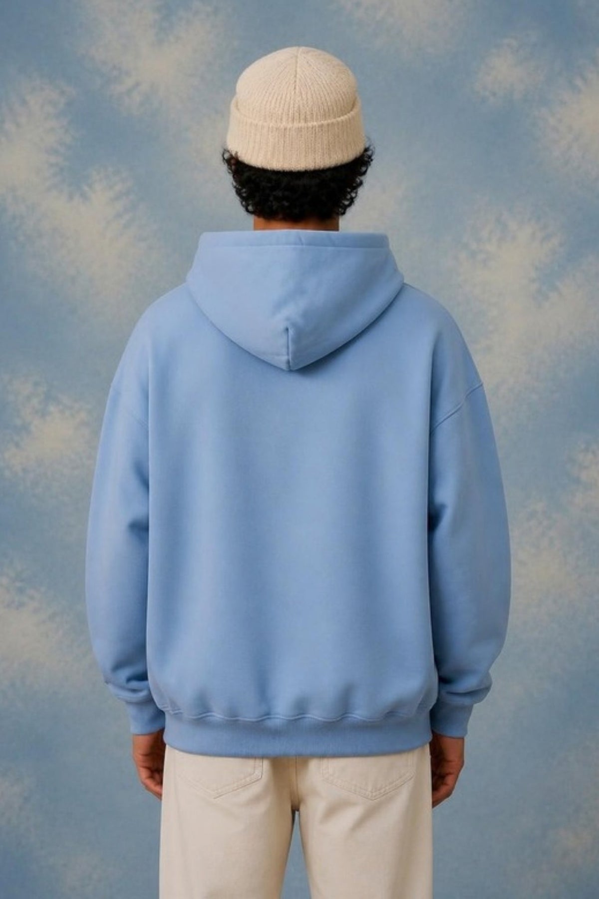 Back view of the Sleepysleve JordyBlue Oversized Hoodie on a model