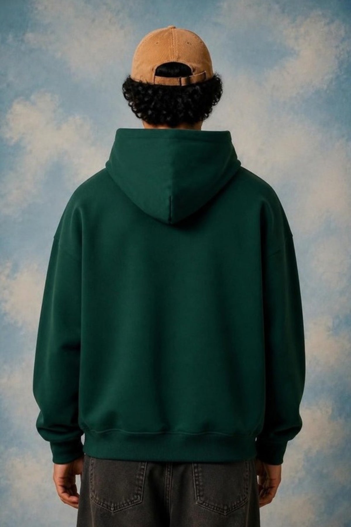 Back view of the Sleepysleve Firefly green Oversized Hoodie on a model