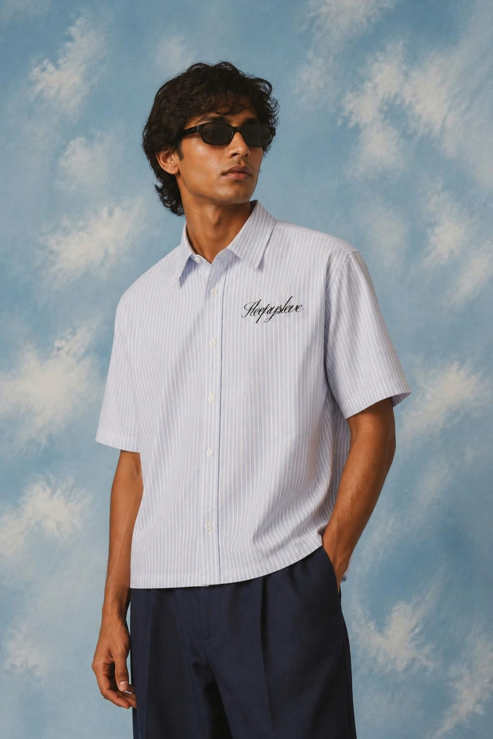 Blue Striped Oxford Boxy Shirt