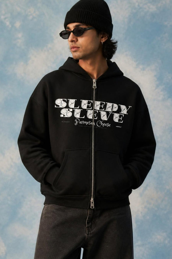 Black Double Zip Hoodie