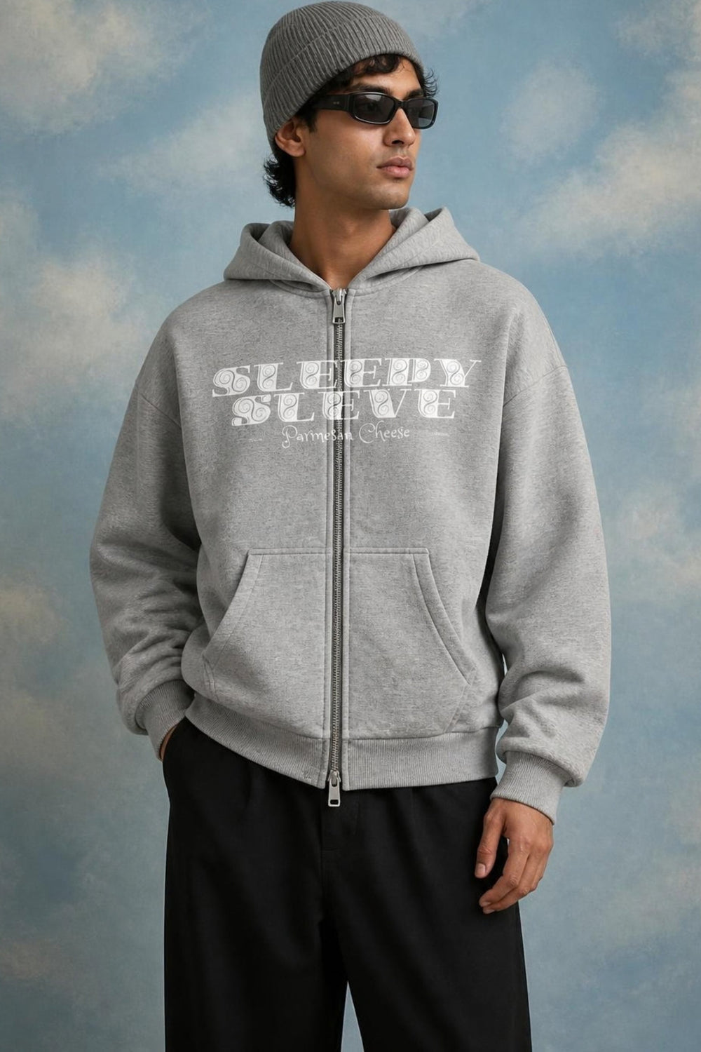 Grey Double Zip Hoodie