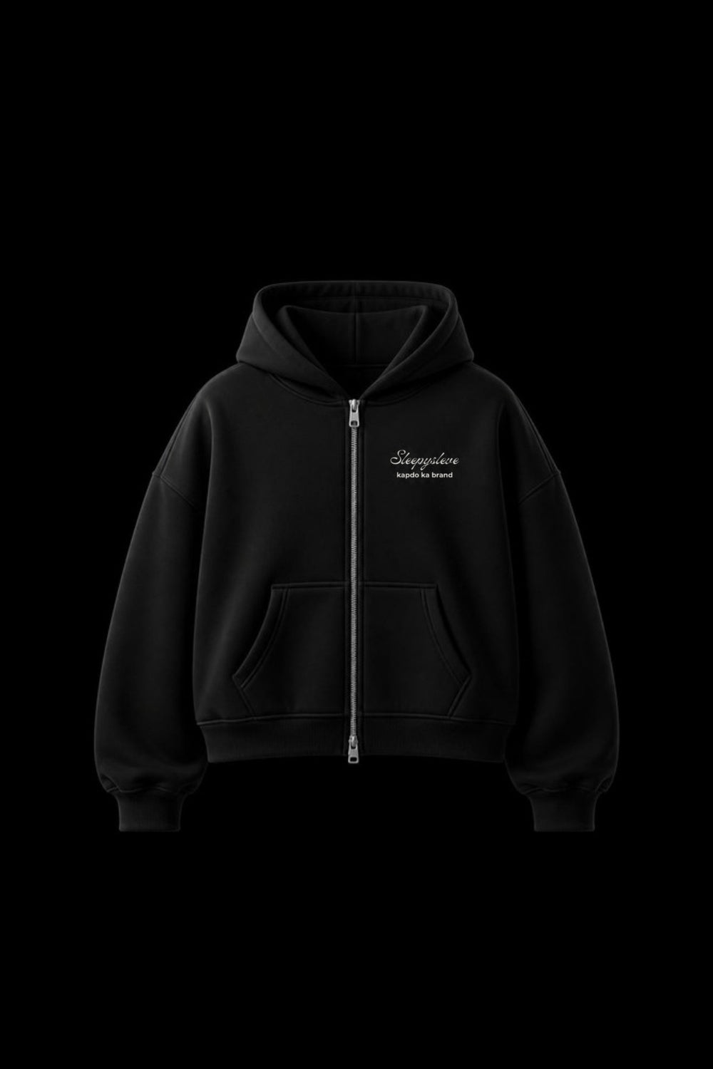 Black Basic Double Zip Hoodie