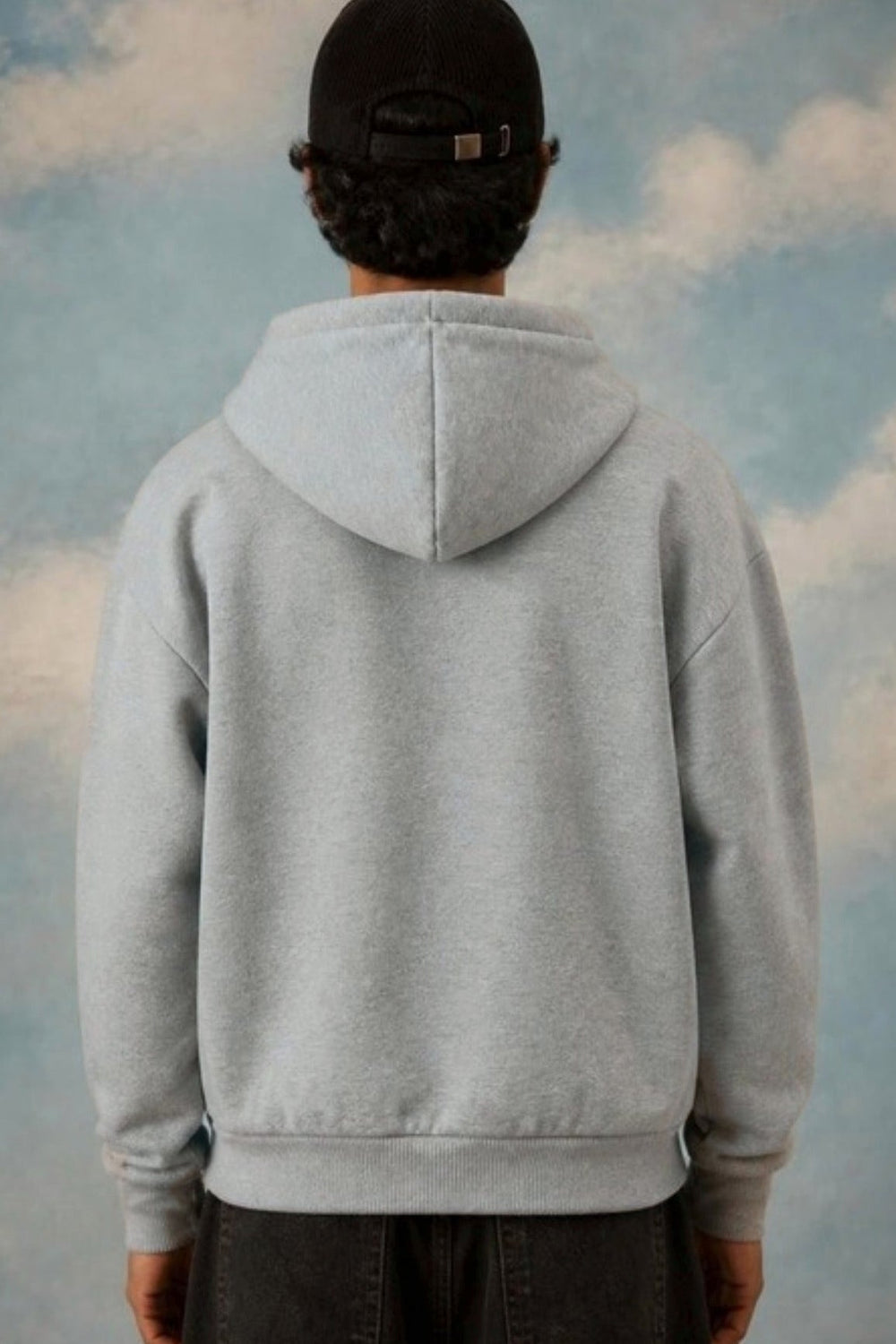 Grey Basic Double Zip Hoodie