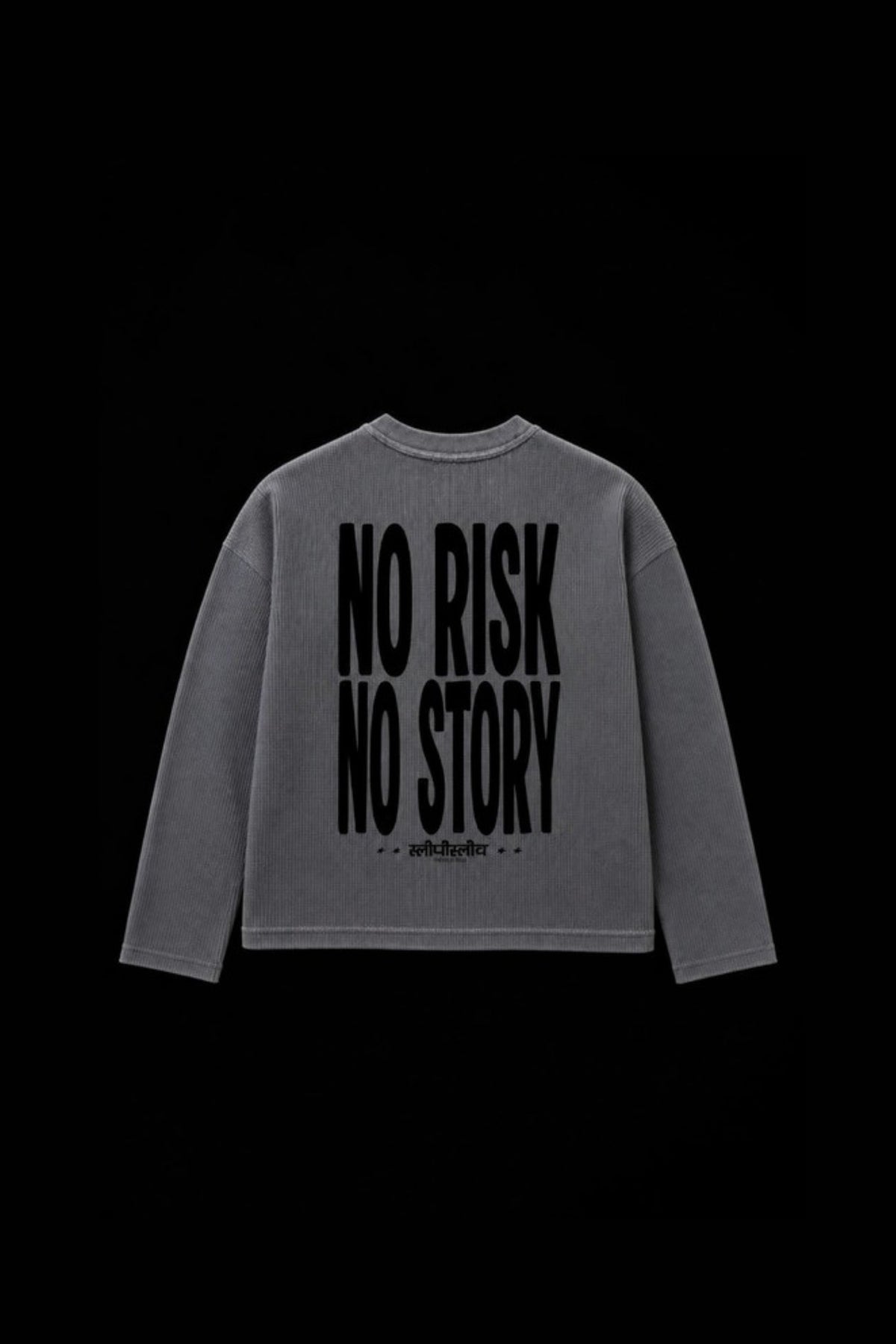 No Risk No Story acid wash waffle t-shirt - back